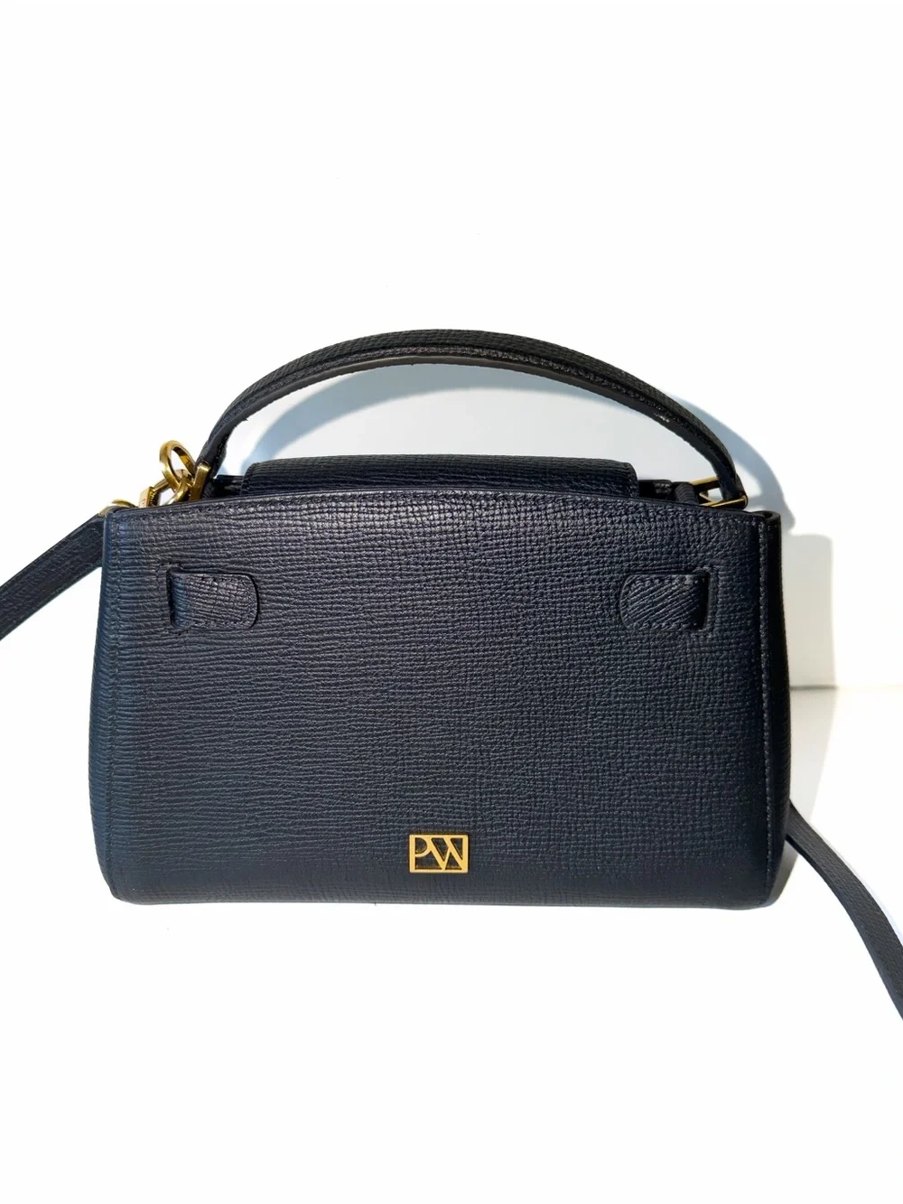 Parisa Wang Madison Top Handle Bag - Black Leather Satchel Gold Hardware